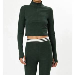 NEW SPLITS59 stevie active rib half zip top in heather military
